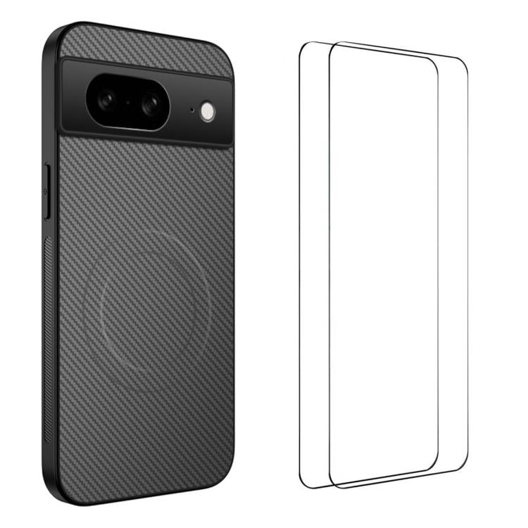 WANLONFENG TQ1 Series Magnetic Carbon Fiber Texture Phone Case with 2pcs Screen Films, For Google Pixel 10a, For Google Pixel 10 Pro XL, For Google Pixel 10 Pro, For Google Pixel 10, For Google Pixel 9a, For Google Pixel 9 Pro XL, For Google Pixel 9 Pr...