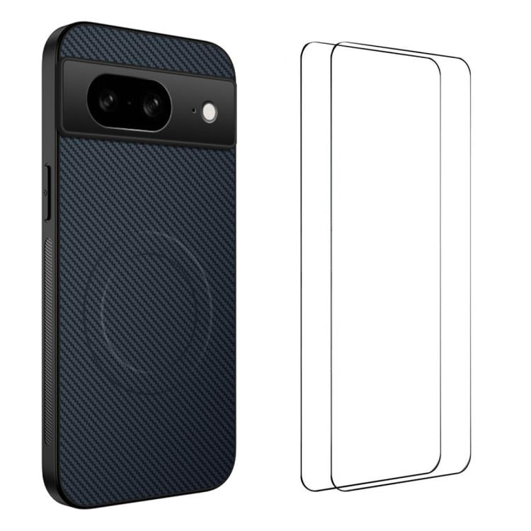 WANLONFENG TQ1 Series Magnetic Carbon Fiber Texture Phone Case with 2pcs Screen Films, For Google Pixel 10a, For Google Pixel 10 Pro XL, For Google Pixel 10 Pro, For Google Pixel 10, For Google Pixel 9a, For Google Pixel 9 Pro XL, For Google Pixel 9 Pr...