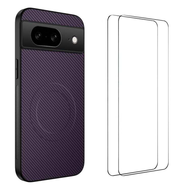 WANLONFENG TQ1 Series Magnetic Carbon Fiber Texture Phone Case with 2pcs Screen Films, For Google Pixel 10a, For Google Pixel 10 Pro XL, For Google Pixel 10 Pro, For Google Pixel 10, For Google Pixel 9a, For Google Pixel 9 Pro XL, For Google Pixel 9 Pr...