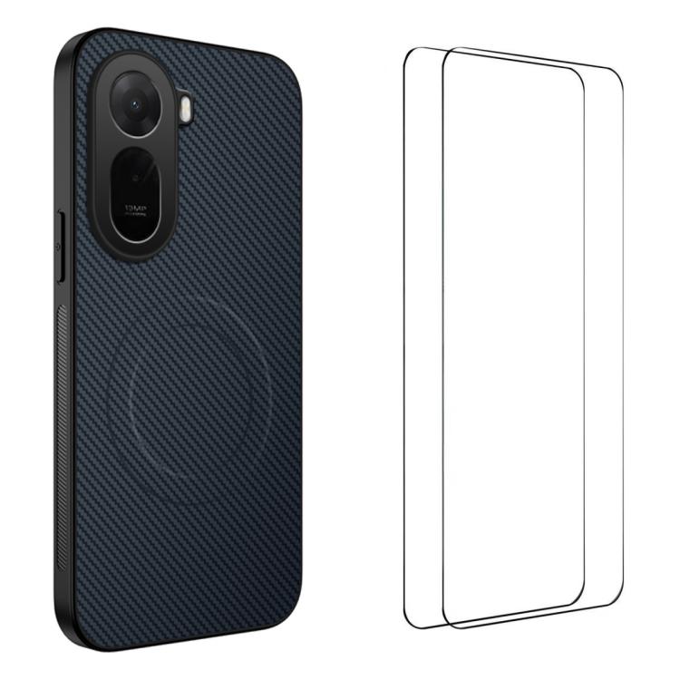 WANLONFENG TQ1 Series Magnetic Carbon Fiber Texture Phone Case with 2pcs Screen Films, For Redmi A7 Pro 171mm / Poco C85x 5G, For Redmi 15a 5G, For Redmi Turbo 5 Max / Poco X8 Pro Max 5G, For Redmi Turbo 5 5G / Poco X8 Pro 5G                           ...