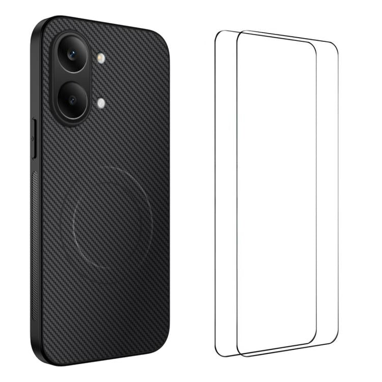 WANLONFENG TQ1 Series Magnetic Carbon Fiber Texture Phone Case with 2pcs Screen Films, For Redmi A7 Pro 171mm / Poco C85x 5G, For Redmi 15a 5G, For Redmi Turbo 5 Max / Poco X8 Pro Max 5G, For Redmi Turbo 5 5G / Poco X8 Pro 5G                           ...