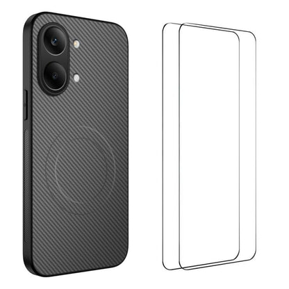 WANLONFENG TQ1 Series Magnetic Carbon Fiber Texture Phone Case with 2pcs Screen Films, For Redmi A7 Pro 171mm / Poco C85x 5G, For Redmi 15a 5G, For Redmi Turbo 5 Max / Poco X8 Pro Max 5G, For Redmi Turbo 5 5G / Poco X8 Pro 5G                           ...
