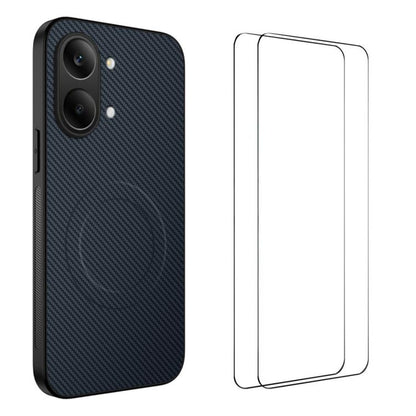 WANLONFENG TQ1 Series Magnetic Carbon Fiber Texture Phone Case with 2pcs Screen Films, For Redmi A7 Pro 171mm / Poco C85x 5G, For Redmi 15a 5G, For Redmi Turbo 5 Max / Poco X8 Pro Max 5G, For Redmi Turbo 5 5G / Poco X8 Pro 5G                           ...