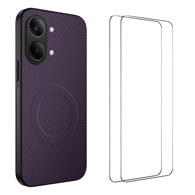 WANLONFENG TQ1 Series Magnetic Carbon Fiber Texture Phone Case with 2pcs Screen Films, For Redmi A7 Pro 171mm / Poco C85x 5G, For Redmi 15a 5G, For Redmi Turbo 5 Max / Poco X8 Pro Max 5G, For Redmi Turbo 5 5G / Poco X8 Pro 5G                           ...