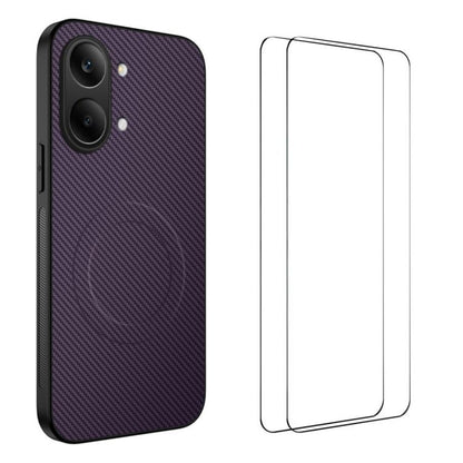 WANLONFENG TQ1 Series Magnetic Carbon Fiber Texture Phone Case with 2pcs Screen Films, For Redmi A7 Pro 171mm / Poco C85x 5G, For Redmi 15a 5G, For Redmi Turbo 5 Max / Poco X8 Pro Max 5G, For Redmi Turbo 5 5G / Poco X8 Pro 5G                           ...
