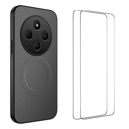 WANLONFENG TQ1 Series Magnetic Carbon Fiber Texture Phone Case with 2pcs Screen Films, For Redmi A7 Pro 171mm / Poco C85x 5G, For Redmi 15a 5G, For Redmi Turbo 5 Max / Poco X8 Pro Max 5G, For Redmi Turbo 5 5G / Poco X8 Pro 5G                           ...