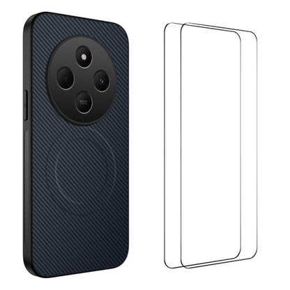 WANLONFENG TQ1 Series Magnetic Carbon Fiber Texture Phone Case with 2pcs Screen Films, For Redmi A7 Pro 171mm / Poco C85x 5G, For Redmi 15a 5G, For Redmi Turbo 5 Max / Poco X8 Pro Max 5G, For Redmi Turbo 5 5G / Poco X8 Pro 5G                           ...