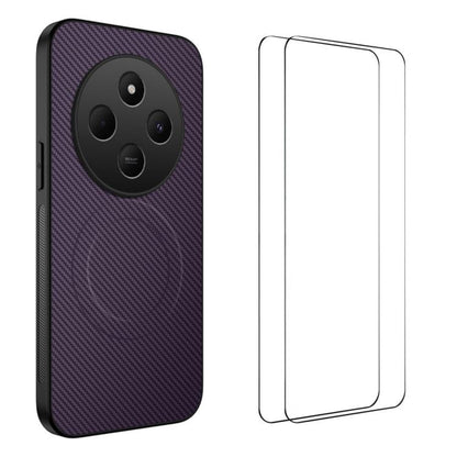 WANLONFENG TQ1 Series Magnetic Carbon Fiber Texture Phone Case with 2pcs Screen Films, For Redmi A7 Pro 171mm / Poco C85x 5G, For Redmi 15a 5G, For Redmi Turbo 5 Max / Poco X8 Pro Max 5G, For Redmi Turbo 5 5G / Poco X8 Pro 5G                           ...