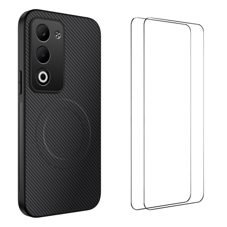 WANLONFENG TQ1 Series Magnetic Carbon Fiber Texture Phone Case with 2pcs Screen Films, For Redmi A7 Pro 171mm / Poco C85x 5G, For Redmi 15a 5G, For Redmi Turbo 5 Max / Poco X8 Pro Max 5G, For Redmi Turbo 5 5G / Poco X8 Pro 5G                           ...