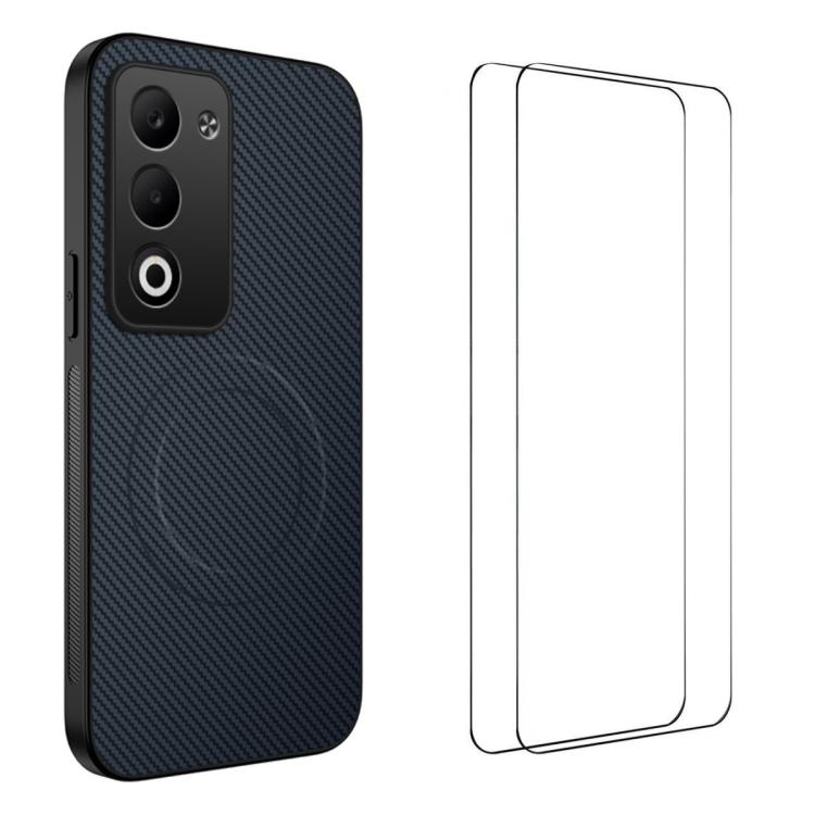 WANLONFENG TQ1 Series Magnetic Carbon Fiber Texture Phone Case with 2pcs Screen Films, For Redmi A7 Pro 171mm / Poco C85x 5G, For Redmi 15a 5G, For Redmi Turbo 5 Max / Poco X8 Pro Max 5G, For Redmi Turbo 5 5G / Poco X8 Pro 5G                           ...