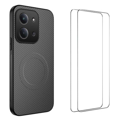 WANLONFENG TQ1 Series Magnetic Carbon Fiber Texture Phone Case with 2pcs Screen Films, For Redmi A7 Pro 171mm / Poco C85x 5G, For Redmi 15a 5G, For Redmi Turbo 5 Max / Poco X8 Pro Max 5G, For Redmi Turbo 5 5G / Poco X8 Pro 5G                           ...