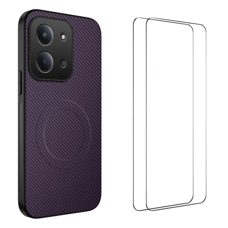 WANLONFENG TQ1 Series Magnetic Carbon Fiber Texture Phone Case with 2pcs Screen Films, For Redmi A7 Pro 171mm / Poco C85x 5G, For Redmi 15a 5G, For Redmi Turbo 5 Max / Poco X8 Pro Max 5G, For Redmi Turbo 5 5G / Poco X8 Pro 5G                           ...