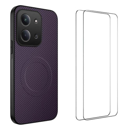 WANLONFENG TQ1 Series Magnetic Carbon Fiber Texture Phone Case with 2pcs Screen Films, For Redmi A7 Pro 171mm / Poco C85x 5G, For Redmi 15a 5G, For Redmi Turbo 5 Max / Poco X8 Pro Max 5G, For Redmi Turbo 5 5G / Poco X8 Pro 5G                           ...