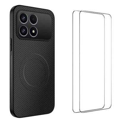 WANLONFENG TQ1 Series Magnetic Carbon Fiber Texture Phone Case with 2pcs Screen Films, For Redmi A7 Pro 171mm / Poco C85x 5G, For Redmi 15a 5G, For Redmi Turbo 5 Max / Poco X8 Pro Max 5G, For Redmi Turbo 5 5G / Poco X8 Pro 5G                           ...
