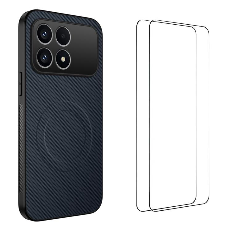 WANLONFENG TQ1 Series Magnetic Carbon Fiber Texture Phone Case with 2pcs Screen Films, For Redmi A7 Pro 171mm / Poco C85x 5G, For Redmi 15a 5G, For Redmi Turbo 5 Max / Poco X8 Pro Max 5G, For Redmi Turbo 5 5G / Poco X8 Pro 5G                           ...