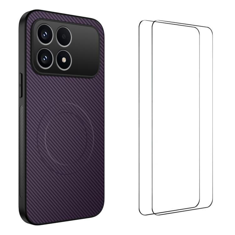WANLONFENG TQ1 Series Magnetic Carbon Fiber Texture Phone Case with 2pcs Screen Films, For Redmi A7 Pro 171mm / Poco C85x 5G, For Redmi 15a 5G, For Redmi Turbo 5 Max / Poco X8 Pro Max 5G, For Redmi Turbo 5 5G / Poco X8 Pro 5G                           ...