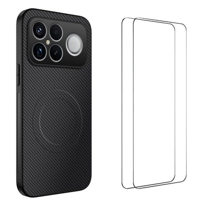 WANLONFENG TQ1 Series Magnetic Carbon Fiber Texture Phone Case with 2pcs Screen Films, For Redmi A7 Pro 171mm / Poco C85x 5G, For Redmi 15a 5G, For Redmi Turbo 5 Max / Poco X8 Pro Max 5G, For Redmi Turbo 5 5G / Poco X8 Pro 5G                           ...