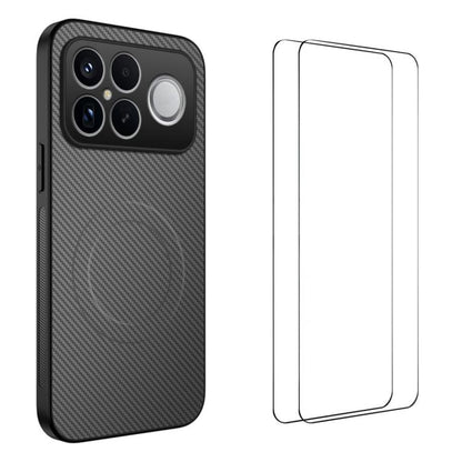 WANLONFENG TQ1 Series Magnetic Carbon Fiber Texture Phone Case with 2pcs Screen Films, For Redmi A7 Pro 171mm / Poco C85x 5G, For Redmi 15a 5G, For Redmi Turbo 5 Max / Poco X8 Pro Max 5G, For Redmi Turbo 5 5G / Poco X8 Pro 5G                           ...