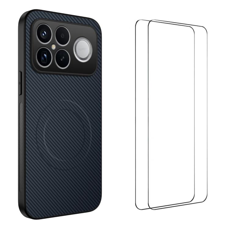 WANLONFENG TQ1 Series Magnetic Carbon Fiber Texture Phone Case with 2pcs Screen Films, For Redmi A7 Pro 171mm / Poco C85x 5G, For Redmi 15a 5G, For Redmi Turbo 5 Max / Poco X8 Pro Max 5G, For Redmi Turbo 5 5G / Poco X8 Pro 5G                           ...