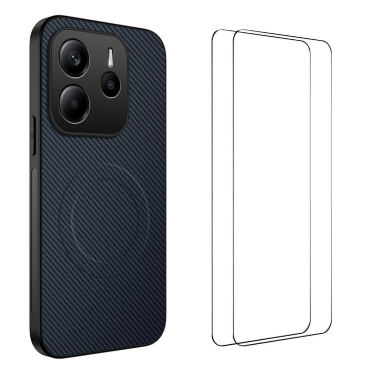 WANLONFENG TQ1 Series Magnetic Carbon Fiber Texture Phone Case with 2pcs Screen Films, For Redmi A7 Pro 171mm / Poco C85x 5G, For Redmi 15a 5G, For Redmi Turbo 5 Max / Poco X8 Pro Max 5G, For Redmi Turbo 5 5G / Poco X8 Pro 5G                           ...