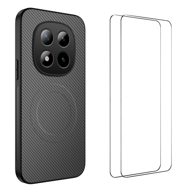 WANLONFENG TQ1 Series Magnetic Carbon Fiber Texture Phone Case with 2pcs Screen Films, For Redmi A7 Pro 171mm / Poco C85x 5G, For Redmi 15a 5G, For Redmi Turbo 5 Max / Poco X8 Pro Max 5G, For Redmi Turbo 5 5G / Poco X8 Pro 5G                           ...