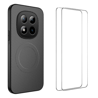 WANLONFENG TQ1 Series Magnetic Carbon Fiber Texture Phone Case with 2pcs Screen Films, For Redmi A7 Pro 171mm / Poco C85x 5G, For Redmi 15a 5G, For Redmi Turbo 5 Max / Poco X8 Pro Max 5G, For Redmi Turbo 5 5G / Poco X8 Pro 5G                           ...