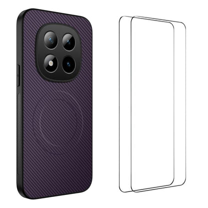 WANLONFENG TQ1 Series Magnetic Carbon Fiber Texture Phone Case with 2pcs Screen Films, For Redmi A7 Pro 171mm / Poco C85x 5G, For Redmi 15a 5G, For Redmi Turbo 5 Max / Poco X8 Pro Max 5G, For Redmi Turbo 5 5G / Poco X8 Pro 5G                           ...