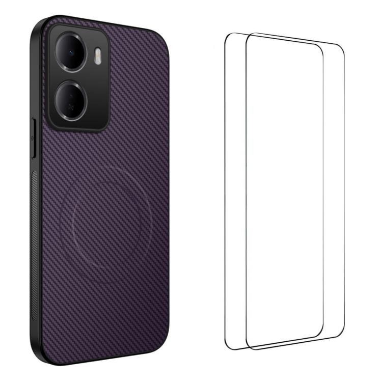 WANLONFENG TQ1 Series Magnetic Carbon Fiber Texture Phone Case with 2pcs Screen Films, For Redmi A7 Pro 171mm / Poco C85x 5G, For Redmi 15a 5G, For Redmi Turbo 5 Max / Poco X8 Pro Max 5G, For Redmi Turbo 5 5G / Poco X8 Pro 5G                           ...