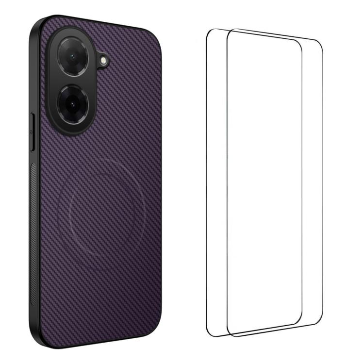 WANLONFENG TQ1 Series Magnetic Carbon Fiber Texture Phone Case with 2pcs Screen Films, For Redmi A7 Pro 171mm / Poco C85x 5G, For Redmi 15a 5G, For Redmi Turbo 5 Max / Poco X8 Pro Max 5G, For Redmi Turbo 5 5G / Poco X8 Pro 5G                           ...