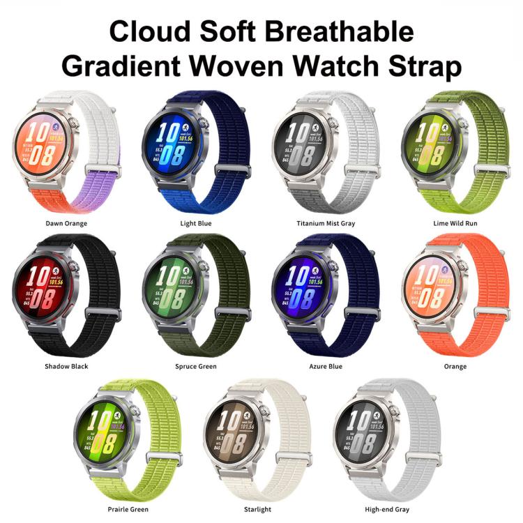 Double-Link Cloud Feel Breathable Nylon Loop Metal Connectors Watch Band, 18mm, 20mm, 22mm