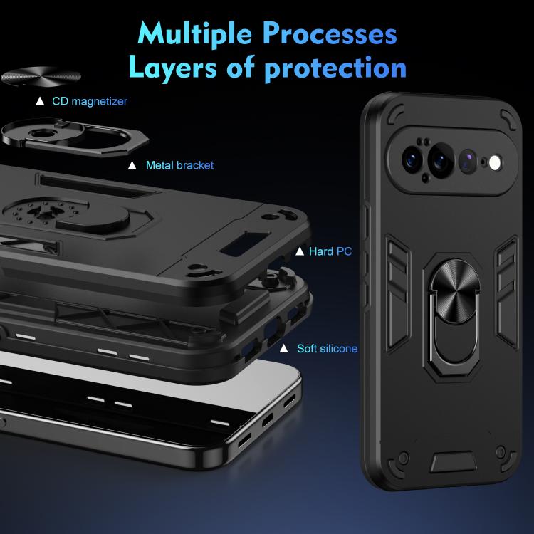Shockproof Metal Ring Holder Phone Case, For Google Pixel 11 Pro XL, For Google Pixel 11 Pro, For Google Pixel 10a, For Google Pixel 10 Pro / 10, For Google Pixel 9a, For Google Pixel 9 Pro XL, For Google Pixel 9 Pro / 9