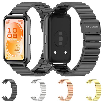 MIJOBS Bamboo-Link Buckle Stainless Steel Watch Band, For Huawei Band 11 / Band 11 Pro
