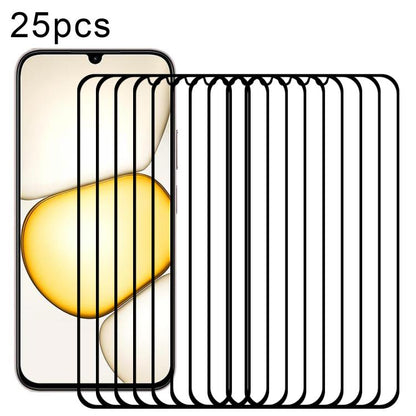 25pcs High Aluminum Full Screen Silk Printing Tempered Glass Film, For Realme P4R 5G, For Realme C100i 4G, For Realme C100x 4G, For Realme C100 5G, For Realme C100 4G, For Realme Narzo 100 Lite 5G