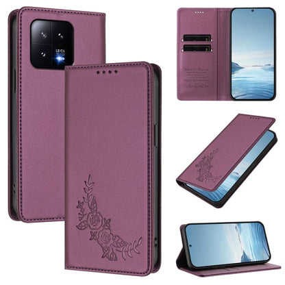 Peony Embossed Magnetic RFID Vegan Leather Phone Case, For Xiaomi 13T / 13T Pro / Redmi K60 Ultra, For Xiaomi 13 Ultra, For Xiaomi Civi 3, For Xiaomi 13 Lite / Civi 2, For Xiaomi 13 Pro 5G, For Xiaomi 13