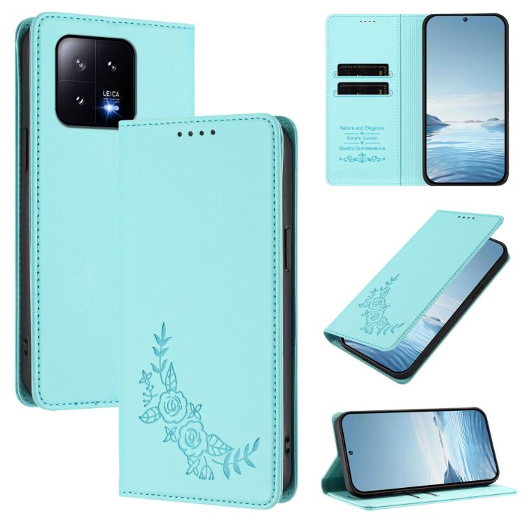Peony Embossed Magnetic RFID Vegan Leather Phone Case, For Xiaomi 13T / 13T Pro / Redmi K60 Ultra, For Xiaomi 13 Ultra, For Xiaomi Civi 3, For Xiaomi 13 Lite / Civi 2, For Xiaomi 13 Pro 5G, For Xiaomi 13