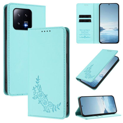 Peony Embossed Magnetic RFID Vegan Leather Phone Case, For Xiaomi 13T / 13T Pro / Redmi K60 Ultra, For Xiaomi 13 Ultra, For Xiaomi Civi 3, For Xiaomi 13 Lite / Civi 2, For Xiaomi 13 Pro 5G, For Xiaomi 13