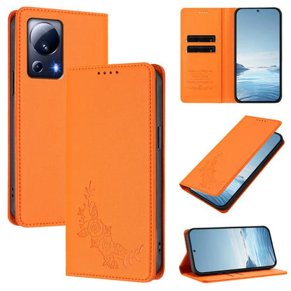 Peony Embossed Magnetic RFID Vegan Leather Phone Case, For Xiaomi 13T / 13T Pro / Redmi K60 Ultra, For Xiaomi 13 Ultra, For Xiaomi Civi 3, For Xiaomi 13 Lite / Civi 2, For Xiaomi 13 Pro 5G, For Xiaomi 13