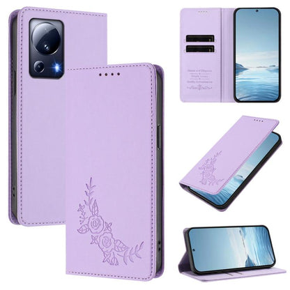 Peony Embossed Magnetic RFID Vegan Leather Phone Case, For Xiaomi 13T / 13T Pro / Redmi K60 Ultra, For Xiaomi 13 Ultra, For Xiaomi Civi 3, For Xiaomi 13 Lite / Civi 2, For Xiaomi 13 Pro 5G, For Xiaomi 13