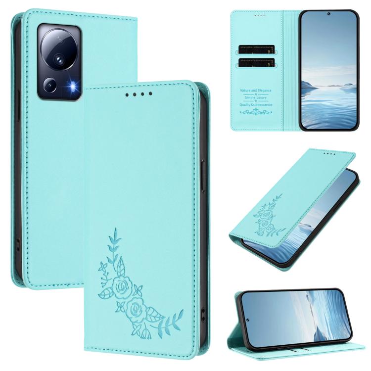 Peony Embossed Magnetic RFID Vegan Leather Phone Case, For Xiaomi 13T / 13T Pro / Redmi K60 Ultra, For Xiaomi 13 Ultra, For Xiaomi Civi 3, For Xiaomi 13 Lite / Civi 2, For Xiaomi 13 Pro 5G, For Xiaomi 13