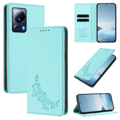 Peony Embossed Magnetic RFID Vegan Leather Phone Case, For Xiaomi 13T / 13T Pro / Redmi K60 Ultra, For Xiaomi 13 Ultra, For Xiaomi Civi 3, For Xiaomi 13 Lite / Civi 2, For Xiaomi 13 Pro 5G, For Xiaomi 13