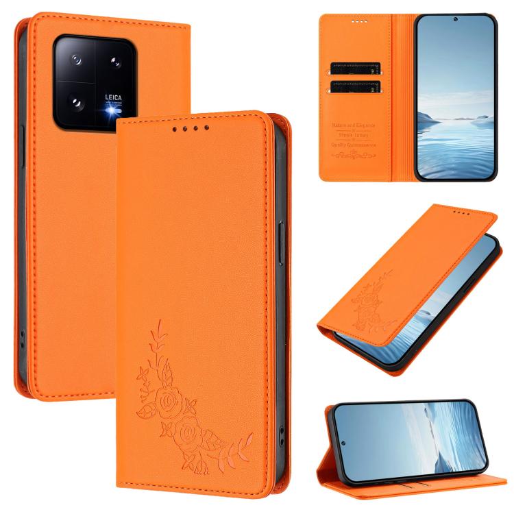 Peony Embossed Magnetic RFID Vegan Leather Phone Case, For Xiaomi 13T / 13T Pro / Redmi K60 Ultra, For Xiaomi 13 Ultra, For Xiaomi Civi 3, For Xiaomi 13 Lite / Civi 2, For Xiaomi 13 Pro 5G, For Xiaomi 13