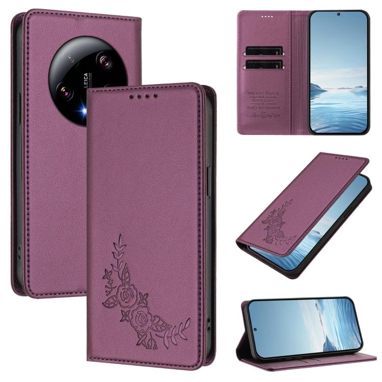 Peony Embossed Magnetic RFID Vegan Leather Phone Case, For Xiaomi 13T / 13T Pro / Redmi K60 Ultra, For Xiaomi 13 Ultra, For Xiaomi Civi 3, For Xiaomi 13 Lite / Civi 2, For Xiaomi 13 Pro 5G, For Xiaomi 13