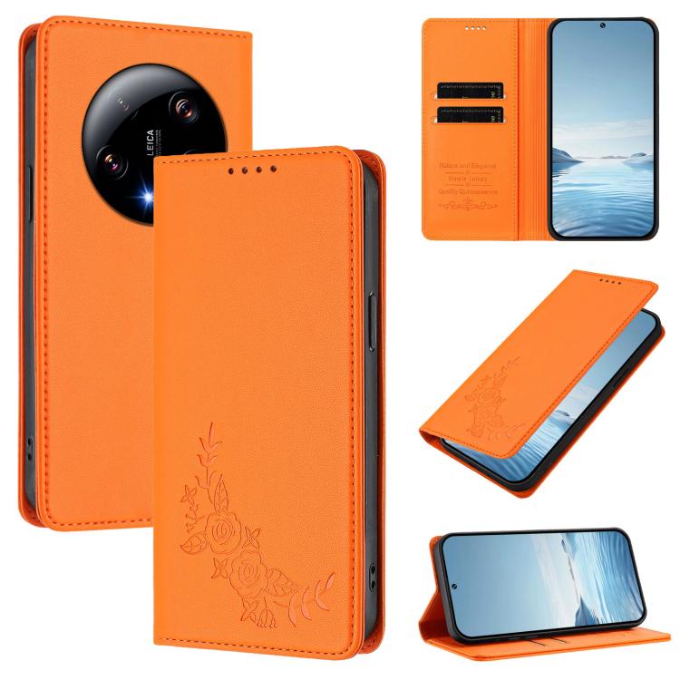 Peony Embossed Magnetic RFID Vegan Leather Phone Case, For Xiaomi 13T / 13T Pro / Redmi K60 Ultra, For Xiaomi 13 Ultra, For Xiaomi Civi 3, For Xiaomi 13 Lite / Civi 2, For Xiaomi 13 Pro 5G, For Xiaomi 13