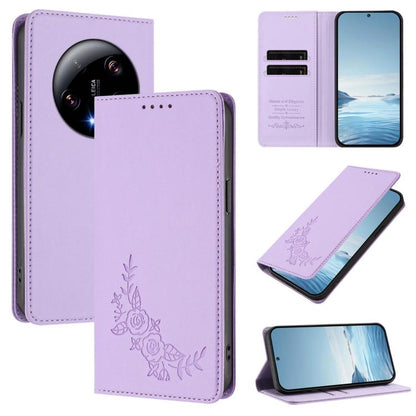 Peony Embossed Magnetic RFID Vegan Leather Phone Case, For Xiaomi 13T / 13T Pro / Redmi K60 Ultra, For Xiaomi 13 Ultra, For Xiaomi Civi 3, For Xiaomi 13 Lite / Civi 2, For Xiaomi 13 Pro 5G, For Xiaomi 13