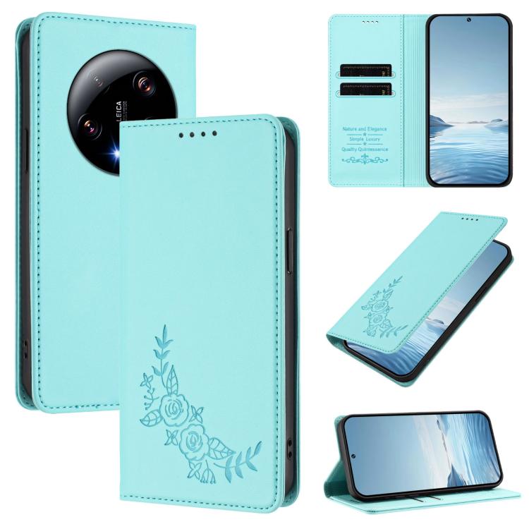 Peony Embossed Magnetic RFID Vegan Leather Phone Case, For Xiaomi 13T / 13T Pro / Redmi K60 Ultra, For Xiaomi 13 Ultra, For Xiaomi Civi 3, For Xiaomi 13 Lite / Civi 2, For Xiaomi 13 Pro 5G, For Xiaomi 13