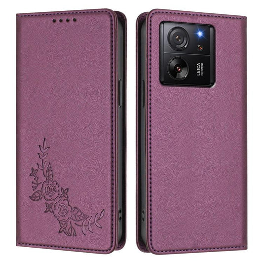 Peony Embossed Magnetic RFID Vegan Leather Phone Case, For Xiaomi 13T / 13T Pro / Redmi K60 Ultra, For Xiaomi 13 Ultra, For Xiaomi Civi 3, For Xiaomi 13 Lite / Civi 2, For Xiaomi 13 Pro 5G, For Xiaomi 13