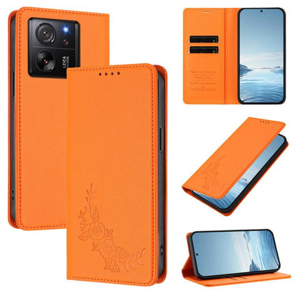 Peony Embossed Magnetic RFID Vegan Leather Phone Case, For Xiaomi 13T / 13T Pro / Redmi K60 Ultra, For Xiaomi 13 Ultra, For Xiaomi Civi 3, For Xiaomi 13 Lite / Civi 2, For Xiaomi 13 Pro 5G, For Xiaomi 13