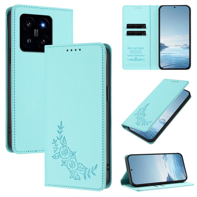 Peony Embossed Magnetic RFID Vegan Leather Phone Case, For Xiaomi 14T Pro 5G, For Xiaomi 14T 5G, For Xiaomi Poco F6 / Redmi Turbo 3, For Xiaomi Poco F6 Pro / Redmi K70 / K70 Pro, For Xiaomi Poco X6 Neo, For Xiaomi Poco X6 Pro, For Xiaomi 14 Ultra      ...