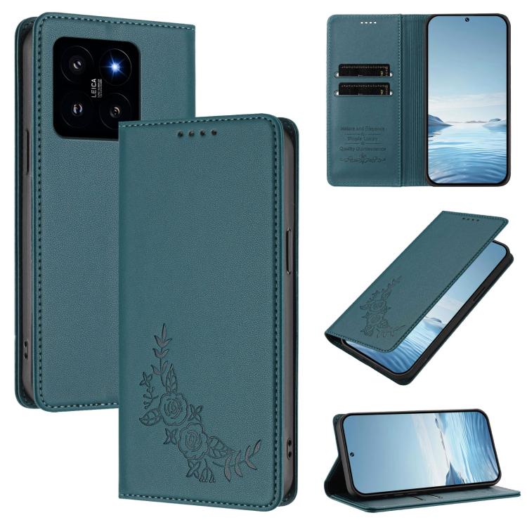 Peony Embossed Magnetic RFID Vegan Leather Phone Case, For Xiaomi 14T Pro 5G, For Xiaomi 14T 5G, For Xiaomi Poco F6 / Redmi Turbo 3, For Xiaomi Poco F6 Pro / Redmi K70 / K70 Pro, For Xiaomi Poco X6 Neo, For Xiaomi Poco X6 Pro, For Xiaomi 14 Ultra      ...