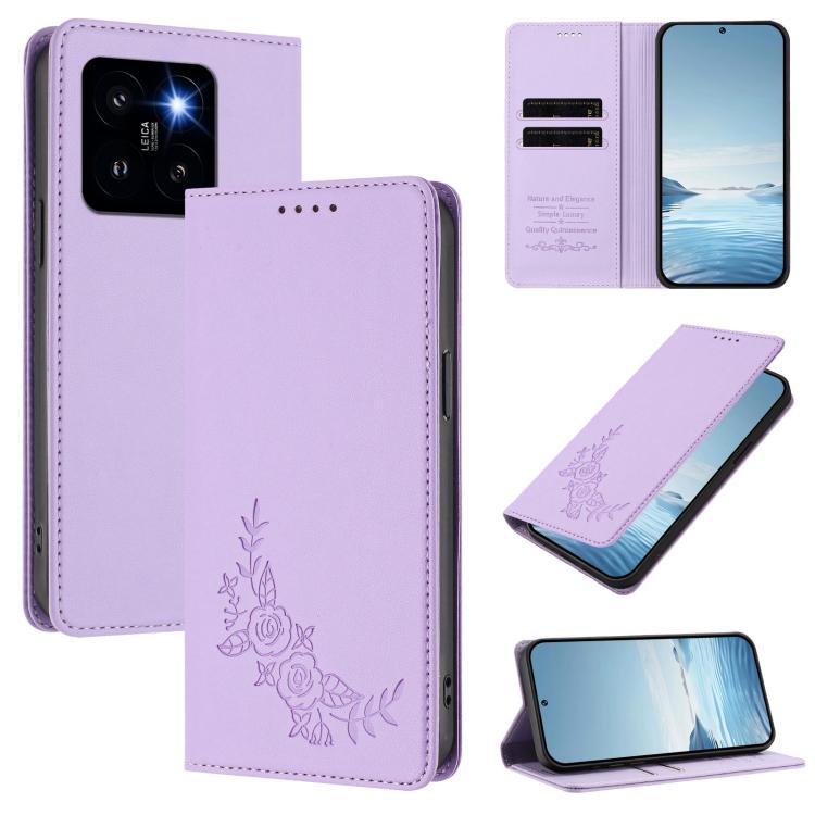Peony Embossed Magnetic RFID Vegan Leather Phone Case, For Xiaomi 14T Pro 5G, For Xiaomi 14T 5G, For Xiaomi Poco F6 / Redmi Turbo 3, For Xiaomi Poco F6 Pro / Redmi K70 / K70 Pro, For Xiaomi Poco X6 Neo, For Xiaomi Poco X6 Pro, For Xiaomi 14 Ultra      ...